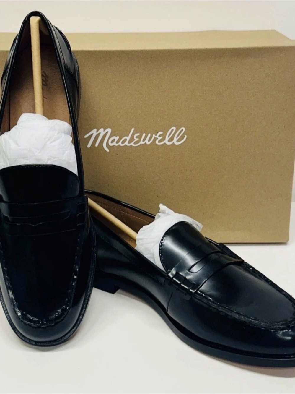 Women's Madewell Penny Loafer In Leather True Black Size 10 New